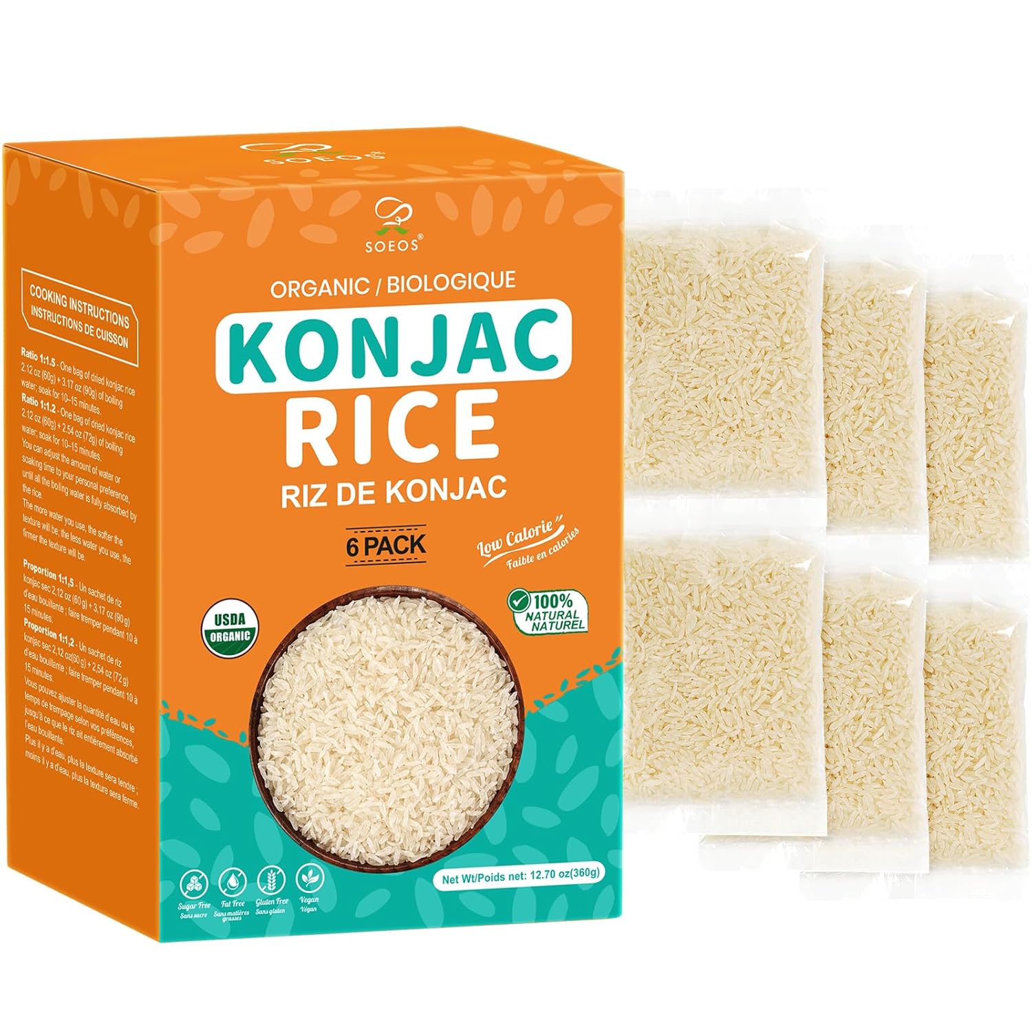 Soeos Organic Dried Konjac Rice